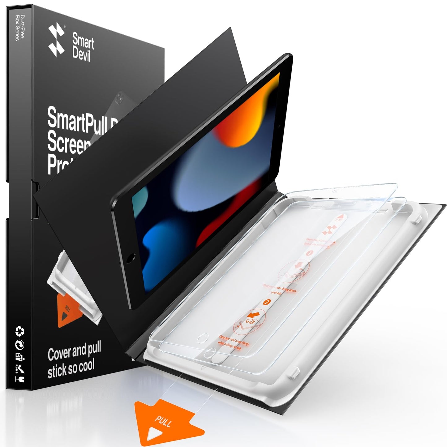 SMARTDEVIL 2 Pack 10.2 Inch Tempered Glass Screen Protector for iPad 9th/8th/7th Gen Model Number: SM-Screen Protector 9H Clarity HD