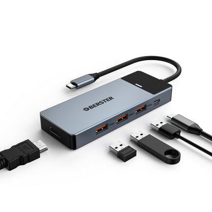 OBERSTER 5 in 1 USB-C Hub OB-HB046-E-011 with 4K HDMI Output and USB 3.2 Ports