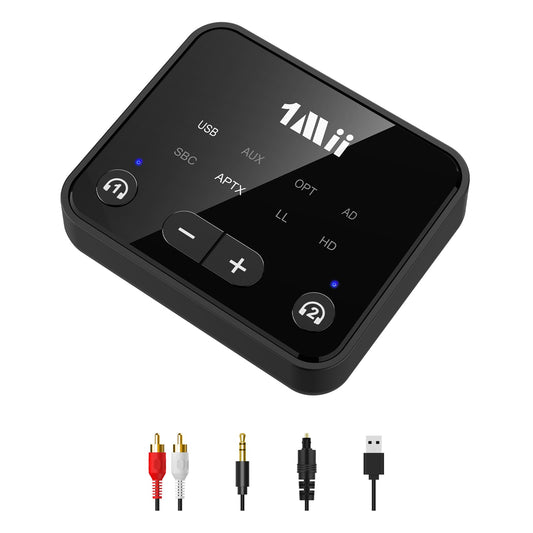 1Mii B06T6 Bluetooth Transmitter Long Range 100ft Optical/USB/AUX/RCA Audio Inputs