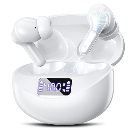 Fhumsh Wireless Earbuds I17 Bluetooth 5.4 IPX7 Waterproof White