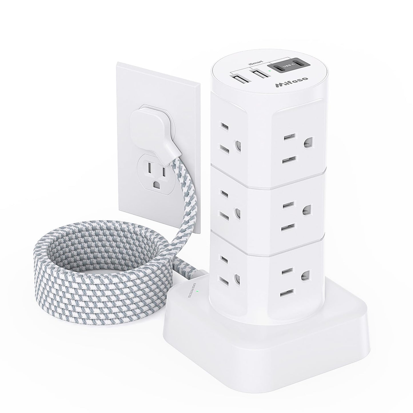 Mifaso 16 Outlets Tower Power Strip Model MFS6083-X 125 Volts 15 Amps