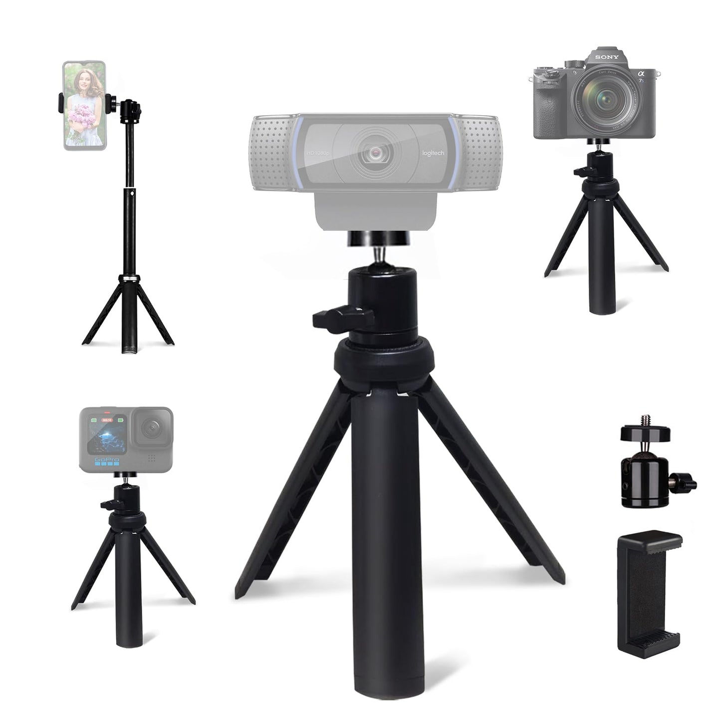 NexiGo 13 Inches TRIPOD-02-TC-BLK 1/4" Screw Mini Tripod