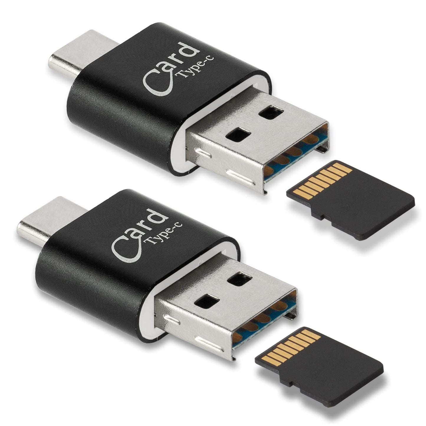 Wansurs 2 Pack USB 2.0 MicroSD Card Reader USB Type-C Adapter Compact Card Reader