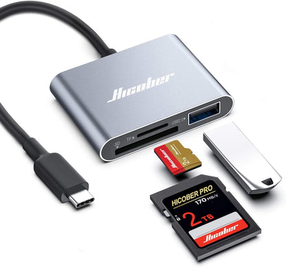 Hicober 3-in-1 USB-C SD Card Reader, 2TB Capacity, USB 2.0 Interface, Compact Design, Compatible with Multiple Devices