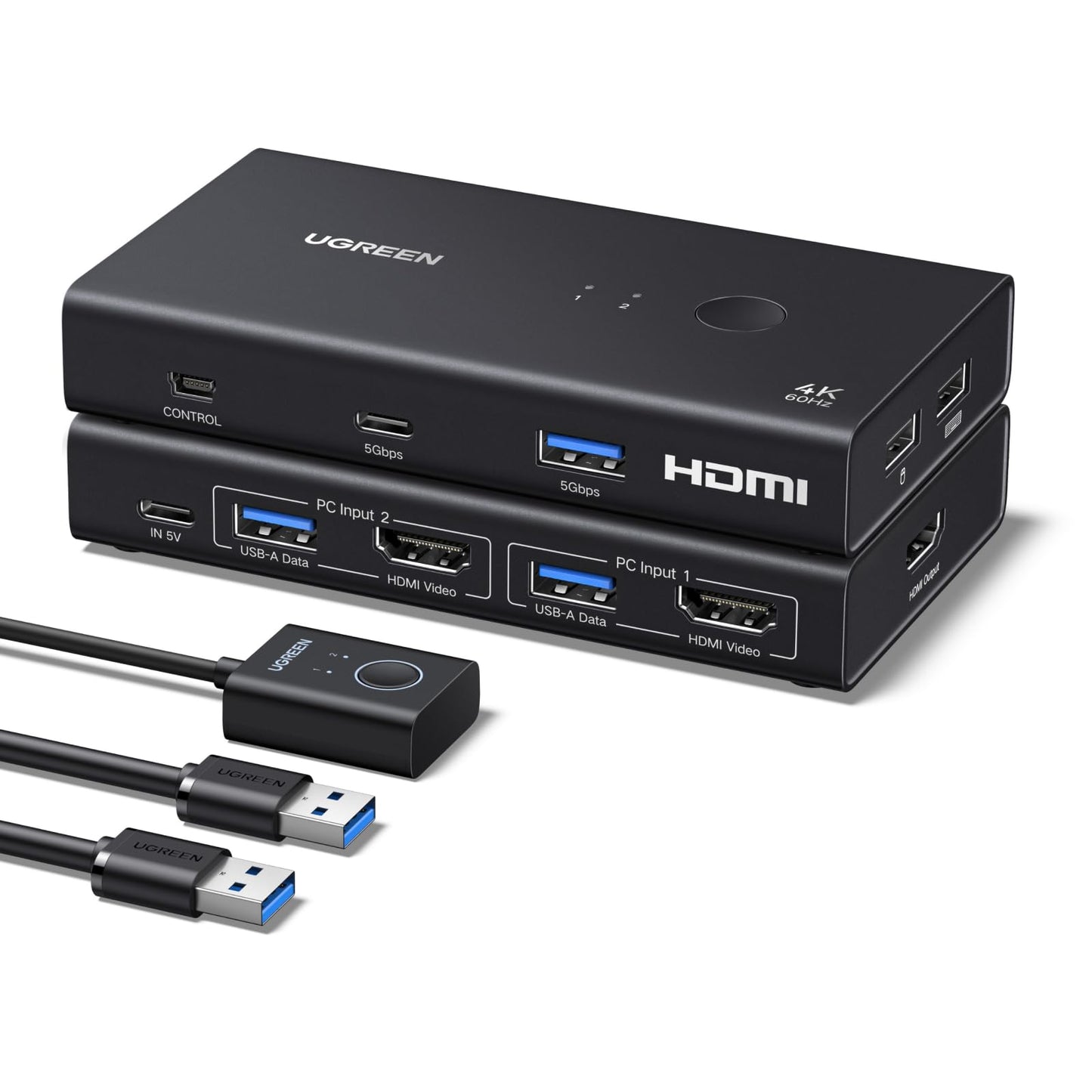 UGREEN KVM Switch 2 Computers 1 Monitor 4K@60Hz