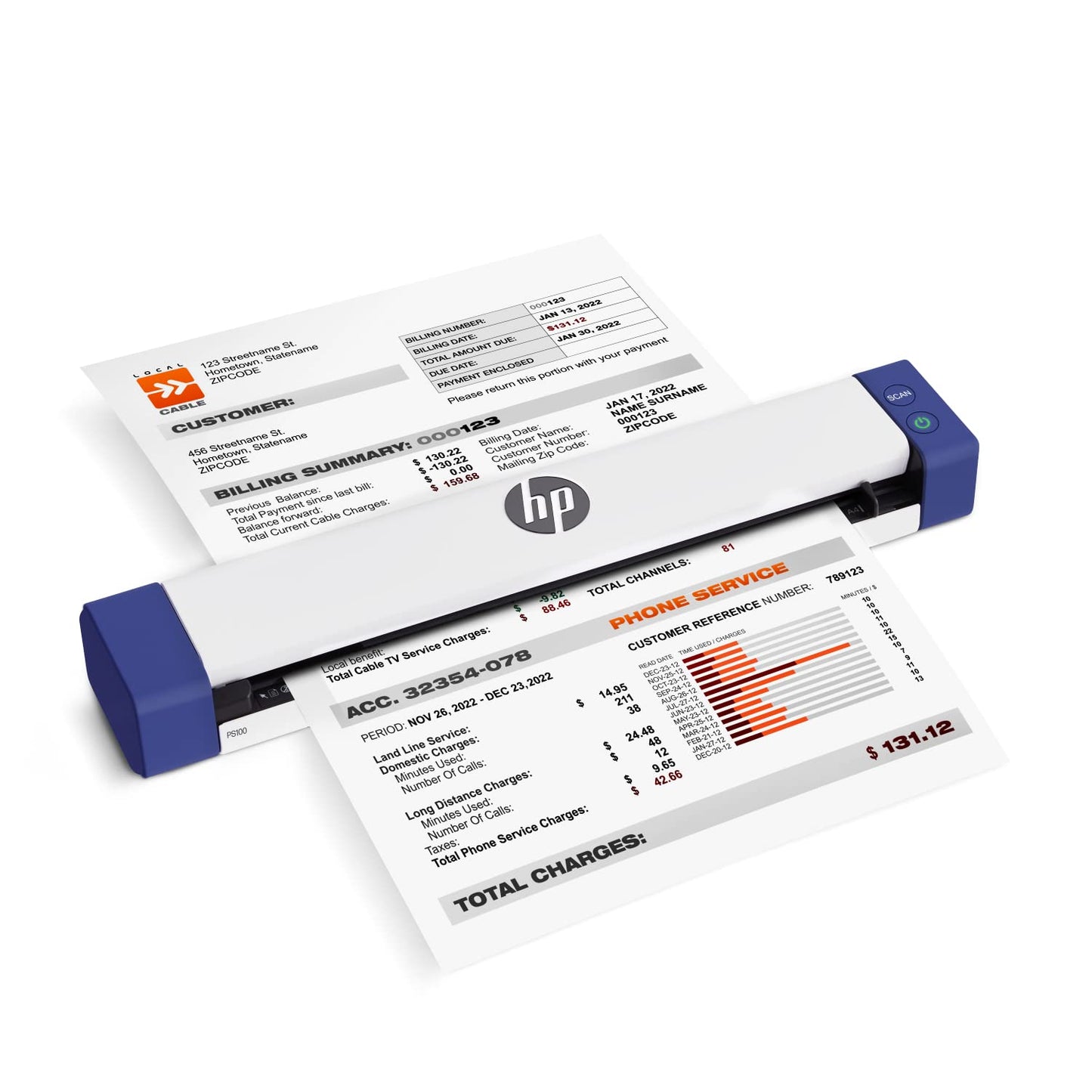 HP 2" x 11.6" Document Scanner HPPS100 300 dpi USB