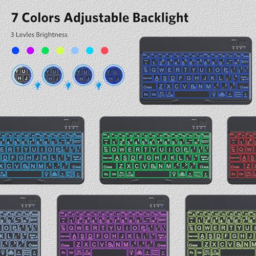OMOTON 9.7" Black Large Print Bluetooth Keyboard - QWERTY - Battery Powered - Compatible with iPad and Windows