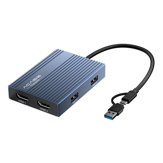 ACASIS USB C Dual HDMI Display Adapter, 4K@60Hz, 2 HDMI Ports, 3 USB-A Ports, 100W PD Charging, Model DS0602