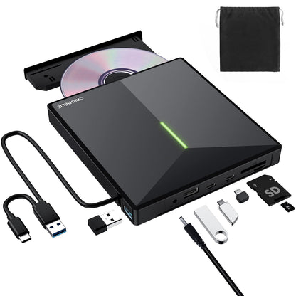 ORIGBELIE External CD/DVD Drive 24xCD/8xDVD USB 3.0 Portable