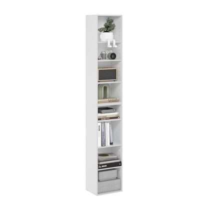 Furinno 8-Tier 24381WH Open Shelf Bookcase, 9.3 Depth x 11.8 Width x 70.9 Height, Engineered Wood, White Finish