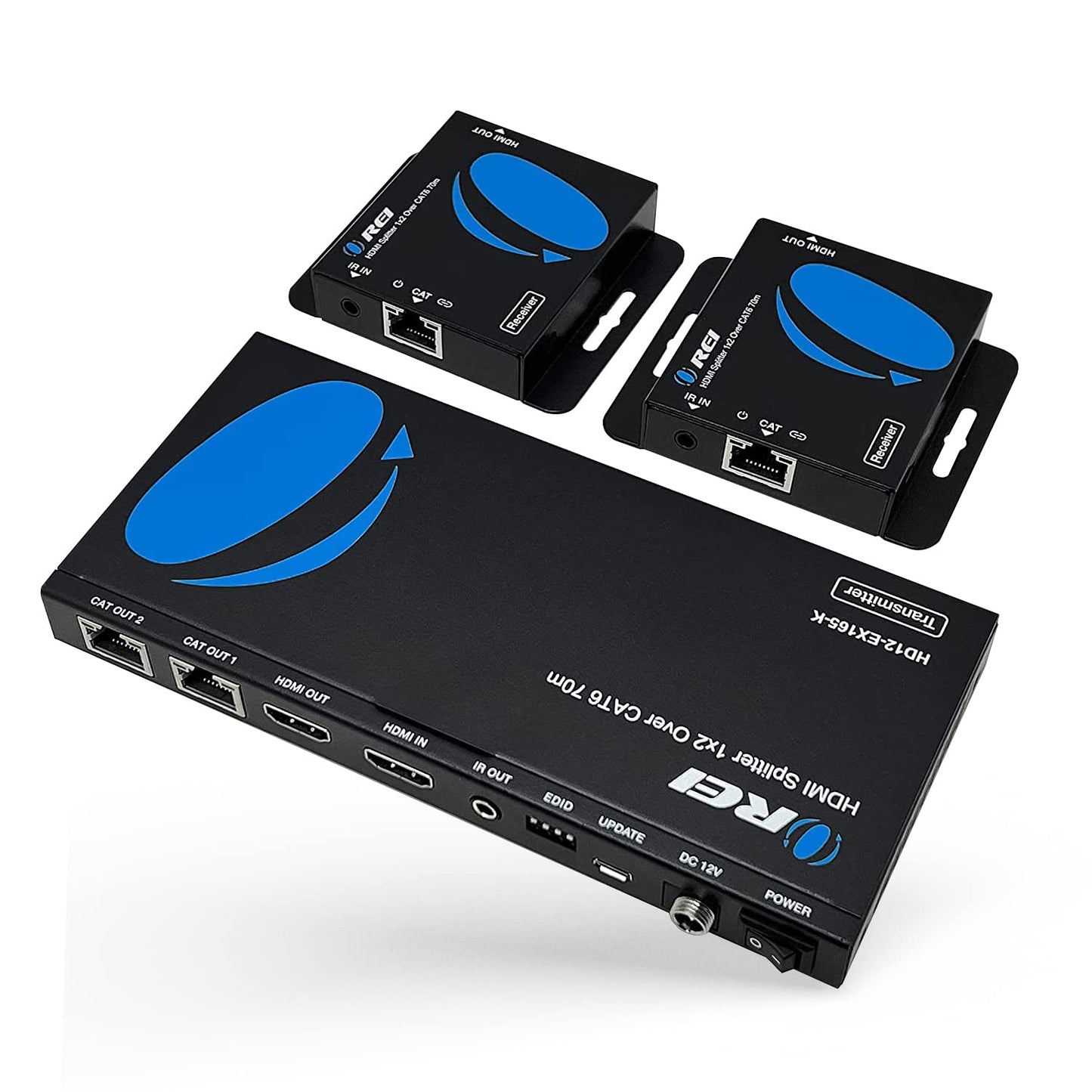 OREI 4K 1x2 HDMI Over Ethernet Extender Splitter CAT6/7 4K@30Hz 1 In 2 Out Model HD12-EX165-K
