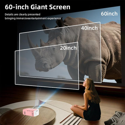 AudonMax Mini Projector 1080P LCD Portable Tabletop Mount Pink
