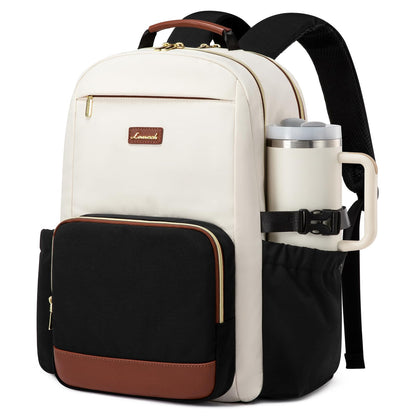 LOVEVOOK 15.6 Inch Laptop Travel Backpack Beige-Black-Chestnut Brown