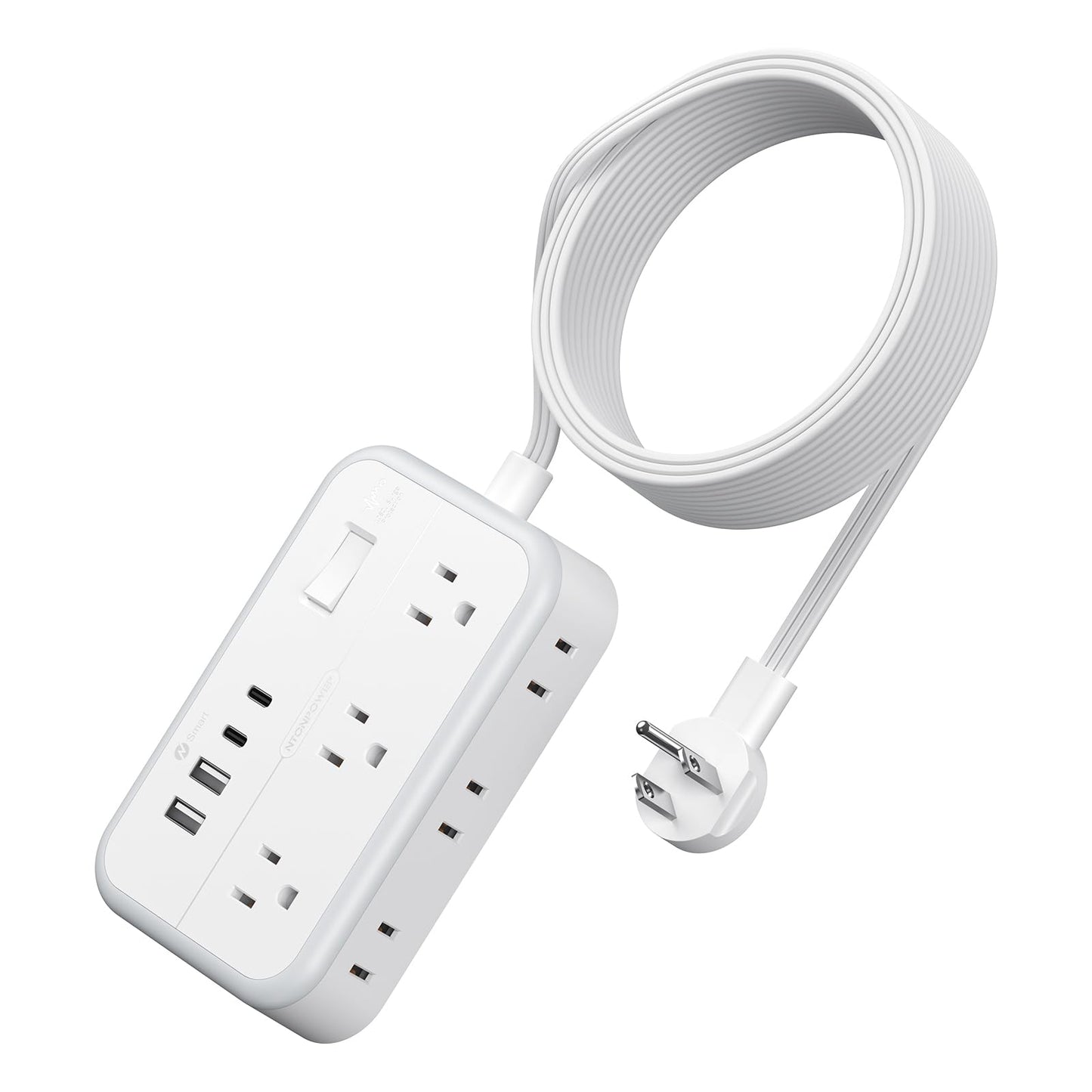 NTONPOWER 15ft Power Strip OSC-5A4U 240V 10 Outlets 4 USB Ports