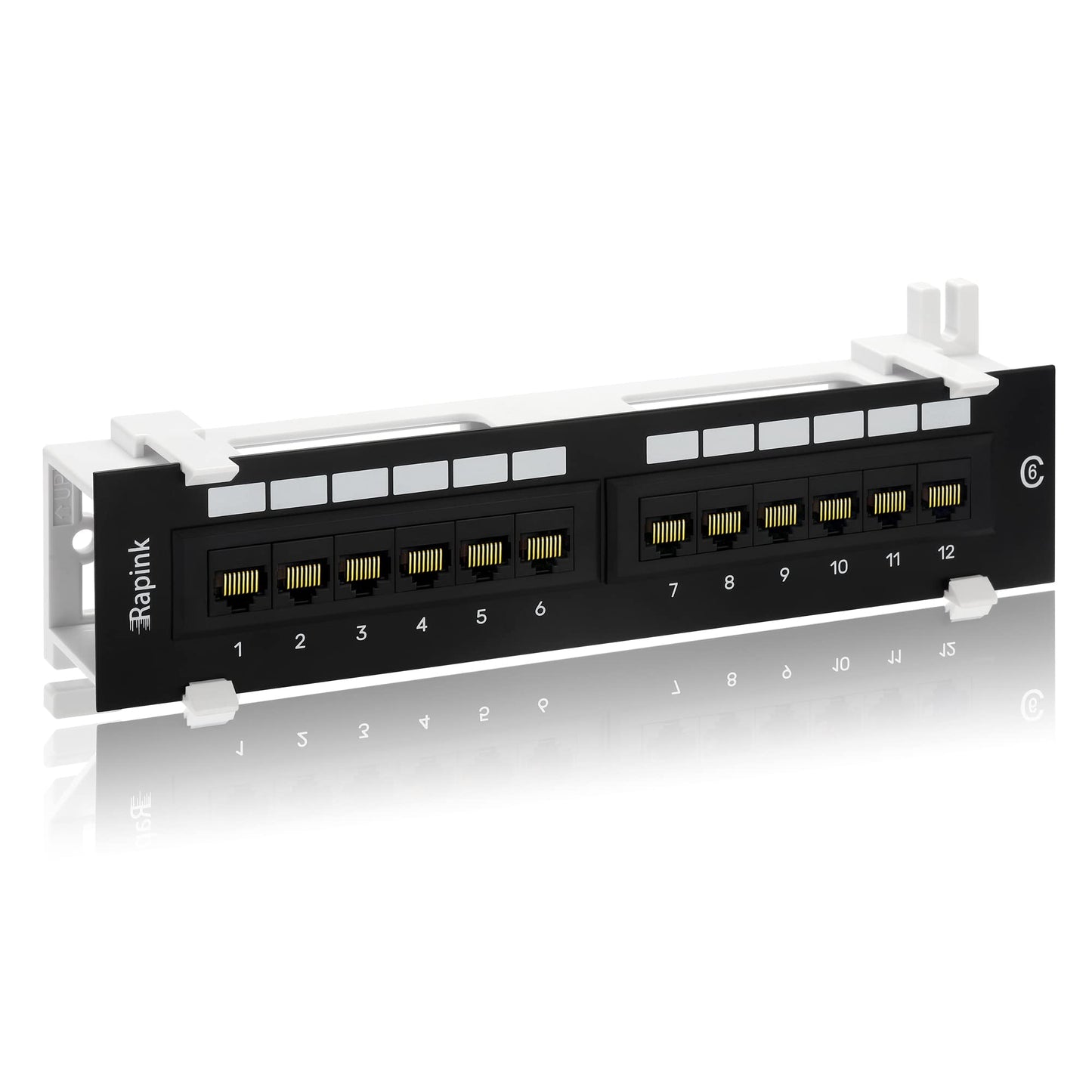 Rapink 12 Port Cat6 Patch Panel 10G Support Network Patch Panel UTP 10-Inch Wall Mount 1U