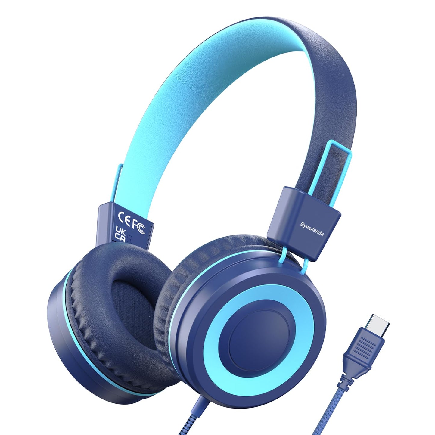 Bywulanda 1 Count Cuffie USB tipo C per bambini On-Ear Wired Headphones