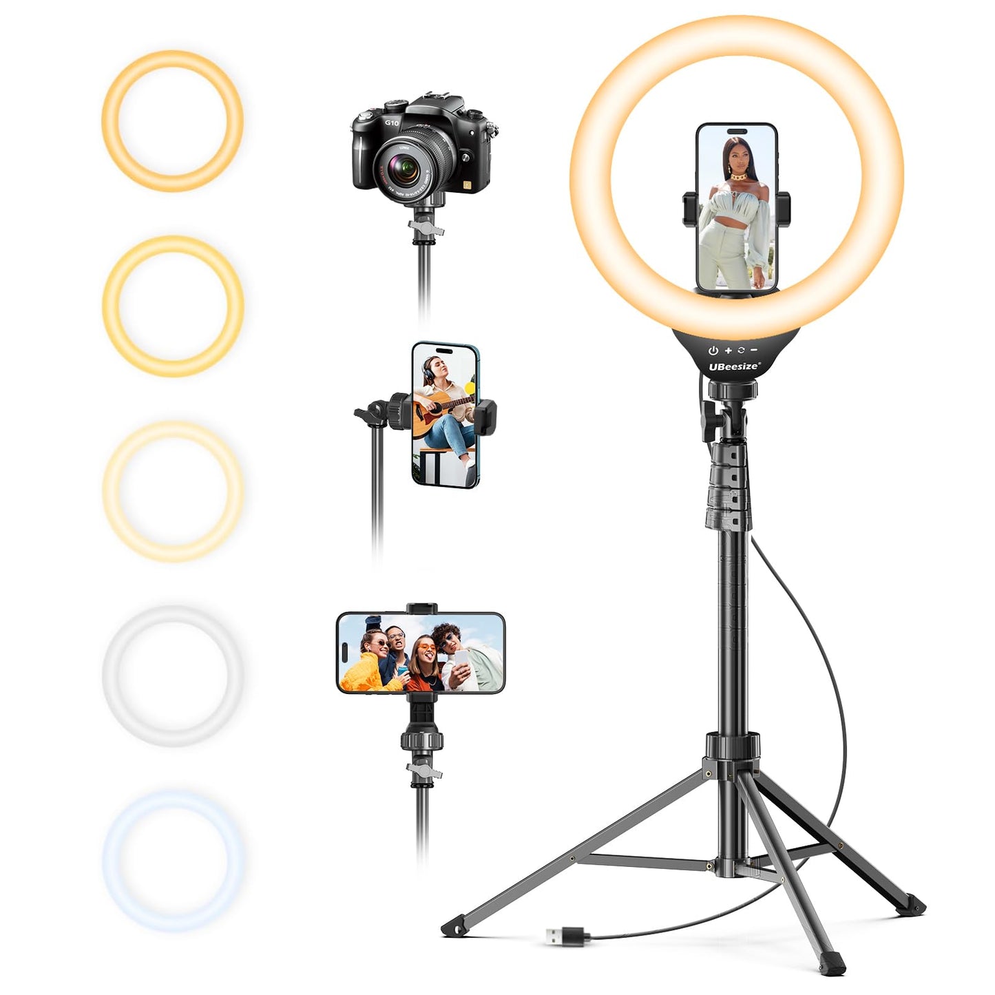 UBeesize 12 Inch TBC001 Tripod Stand with LED Ring Light and Phone Holder
