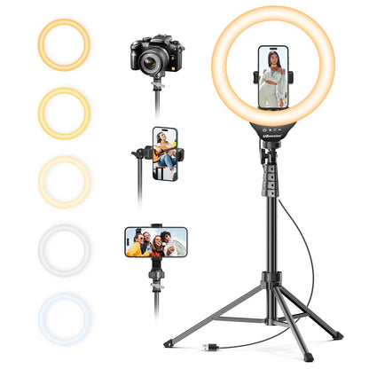 UBeesize 12 Inch TBC001 Tripod Stand with LED Ring Light and Phone Holder