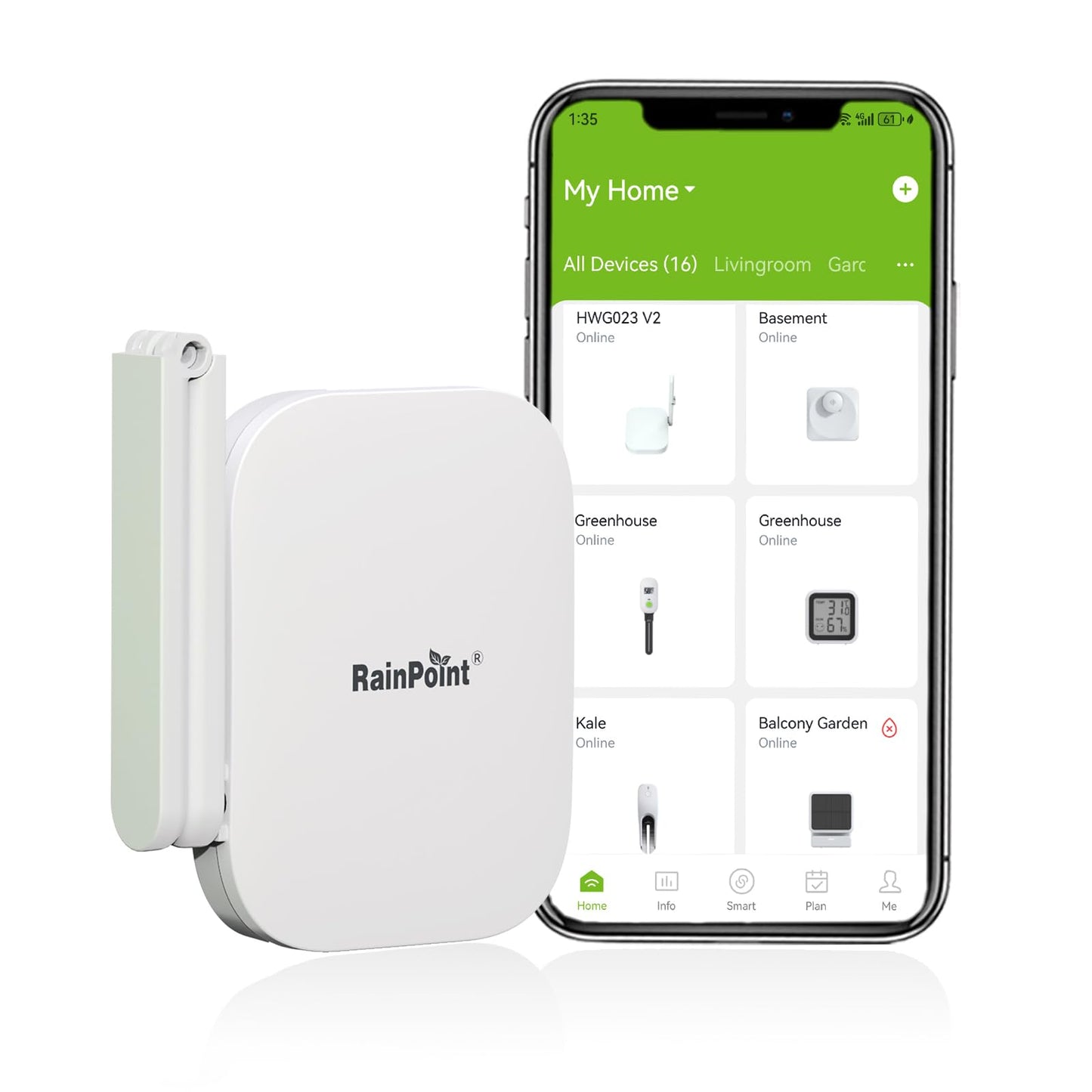 RAINPOINT 023V2 White WLAN Wi-Fi Mini Hub 2.4GHz Coverage 853ft Wireless Connectivity
