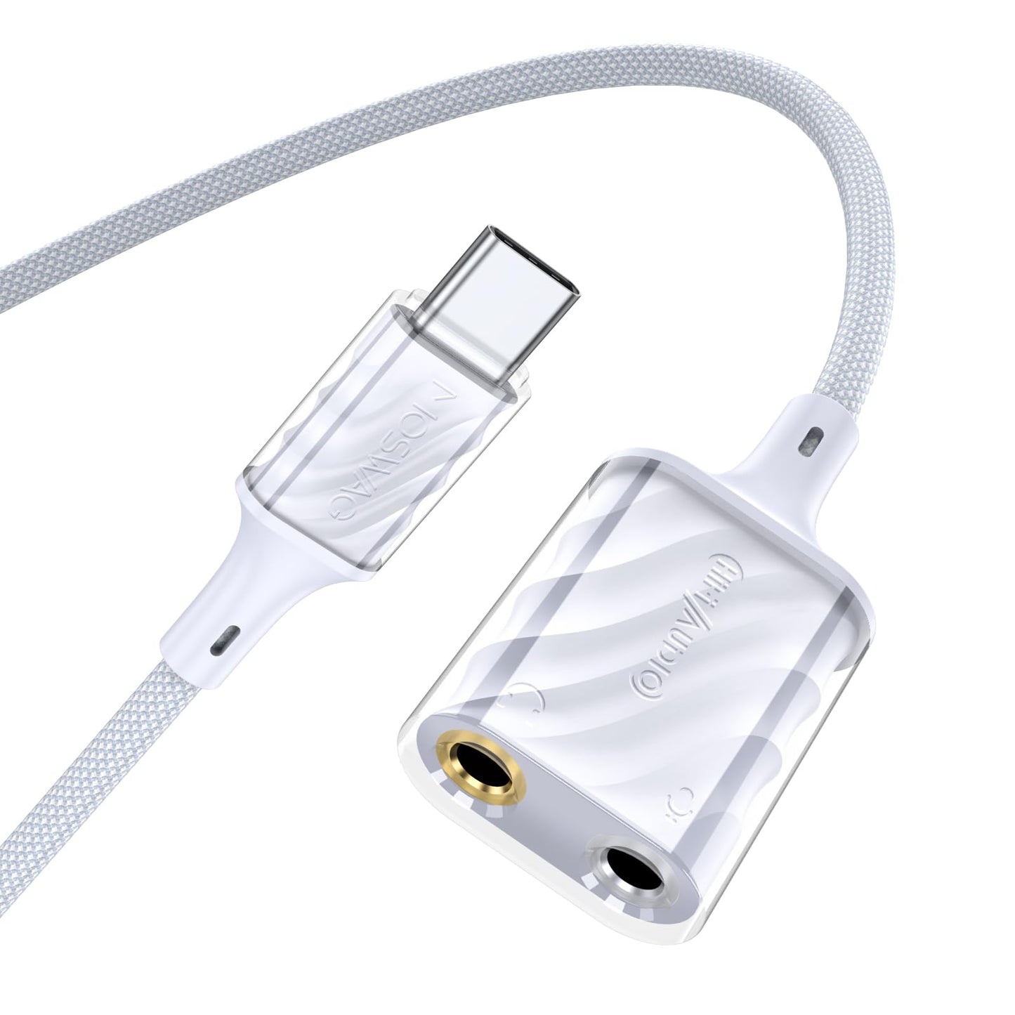 MOSWAG 2 Ports USB Type C External Sound Card Adapter with 3.5mm Audio Jacks