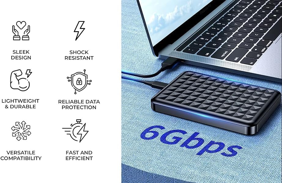 ModusTech 1TB External Hard Drive MT500 USB 3.0 2.5-inch Portable HDD