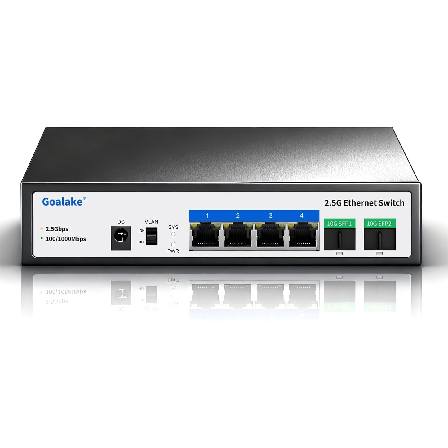 Goalake 2.5G Ethernet Switch 6-Port RJ45 + 2×10G SFP Unmanaged Layer 2 Network Switch