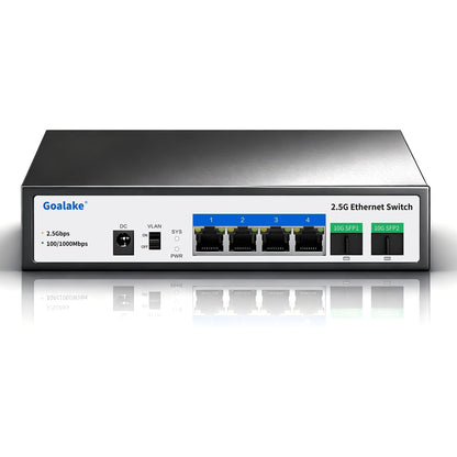 Goalake 2.5G Ethernet Switch 6-Port RJ45 + 2×10G SFP Unmanaged Layer 2 Network Switch