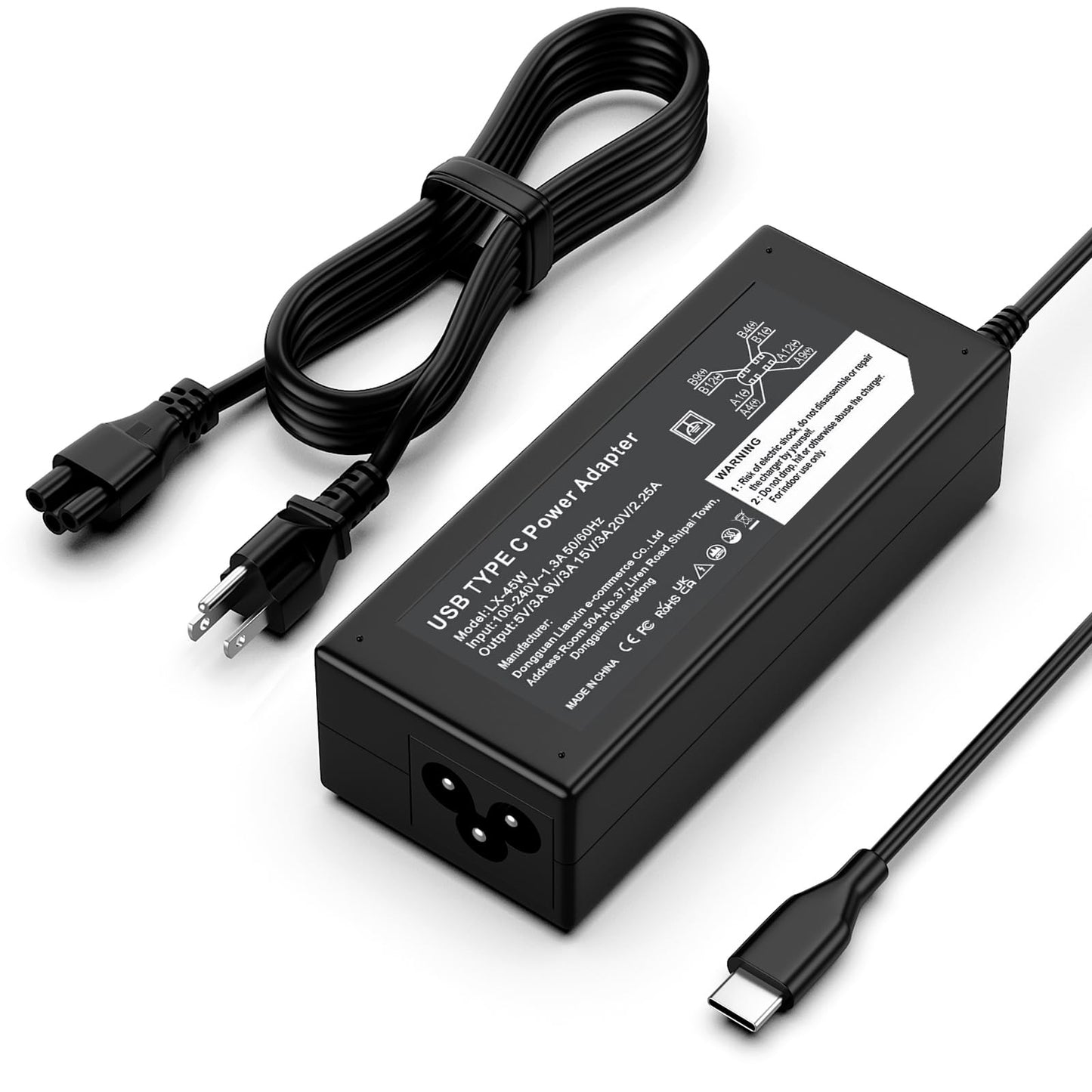 Nivjuky 45W USB Type C Laptop Charger Model LX-45W Input: 120V 60Hz