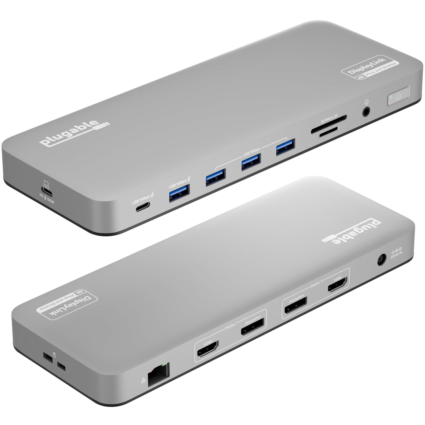 Plugable USB C Laptop Docking Station 4K 60Hz UD-6950PDH