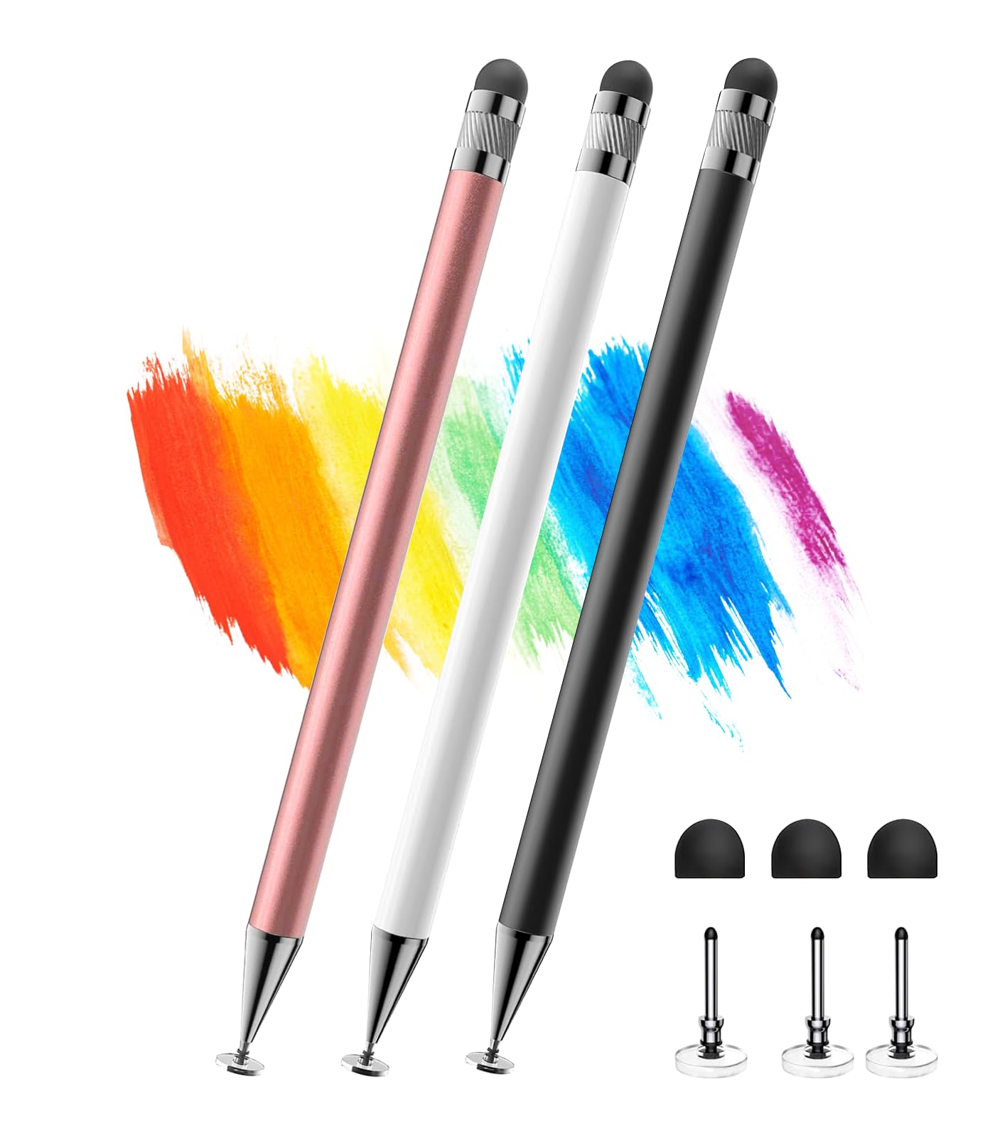 Kenkor 3 Count stylus YPB Black, Pink, White, Capacitive, Touch Screen Accessory