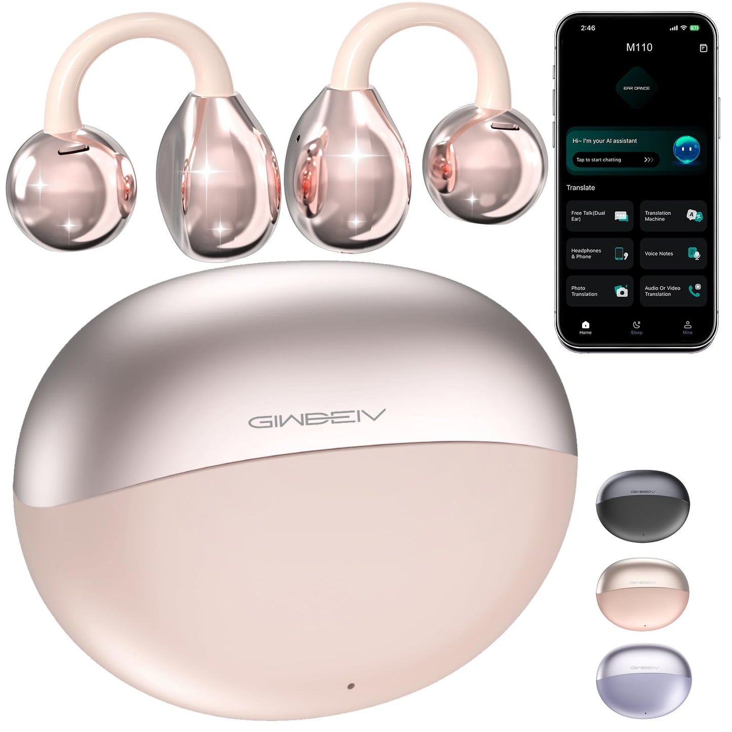 Giwbeiv M110 Wireless Earbuds 164 Language Translator