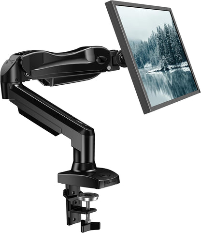 HUANUO 17-27 Inch HNSS6 Adjustable Monitor Arm - Tabletop Mount - 360° Rotation - 85° Tilt - Black Alloy Steel