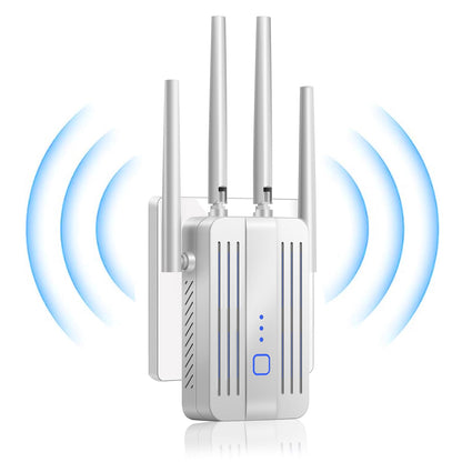 PMOODSK WiFi Extender Signal Booster 300Mbps Repeater Dual Band White