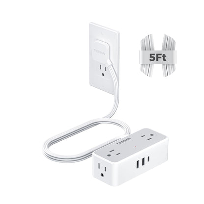 TESSAN 5 FT Extension Cord Model TS-1020-C with 4 AC Outlets and 3 USB Ports