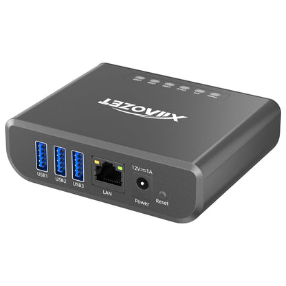 Xiiaozet 3.54 x 2.76 x 0.98 LK301E USB Device Server 3-Port IP Sharing Hub