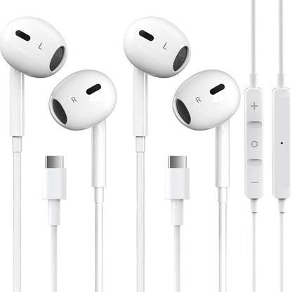 GAXIWILO 2PCS 2PC-USB-C Wired Earbuds Noise Cancellation Earphones for USB-C Devices