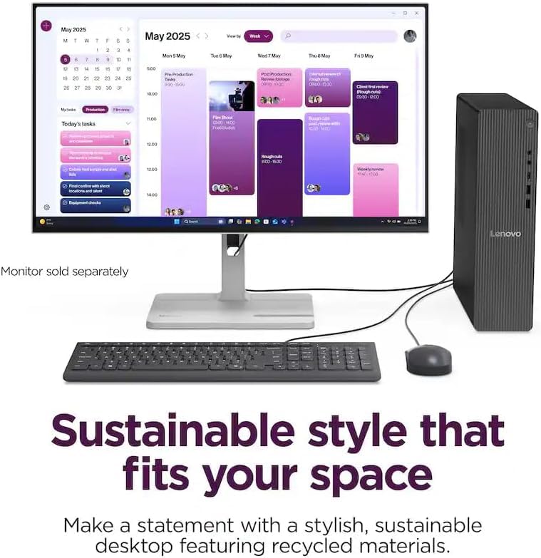 Lenovo 22.1x16x10.8 inches Desktop PC | Intel Core i3-14100T | 16GB DDR5 | 756GB Storage | Windows 11 Pro | PCIe SSD