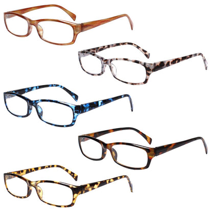 Henotin 5-Pack Reading Glasses 2.5 Diopters Anti Blue Light Protection Full Rim Plastic Readers