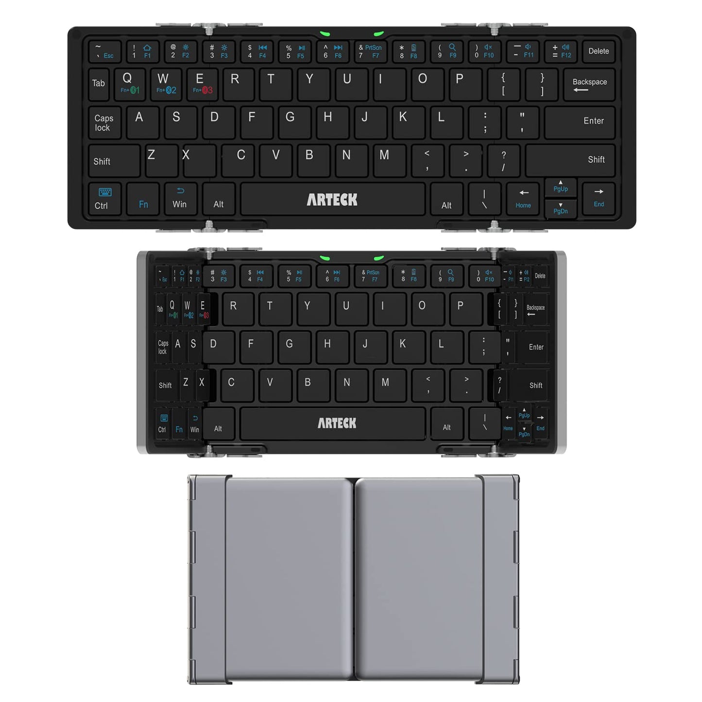 Arteck 64-Key Folding Bluetooth Keyboard HB066 Wireless Rechargeable Black