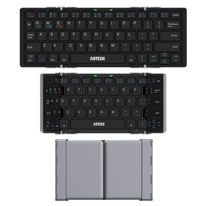 Arteck 64-Key Folding Bluetooth Keyboard HB066 Wireless Rechargeable Black
