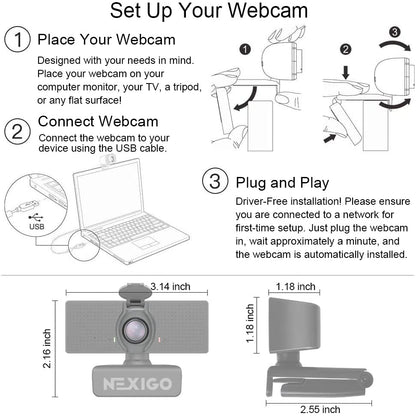 NexiGo N60 1080P Webcam USB Compact