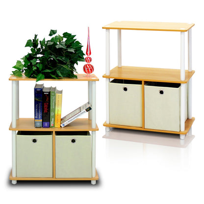 Furinno 3-Tier Multipurpose Storage Rack Shelving Unit 2-99152BE Beech/White Indoor Bookcase Display