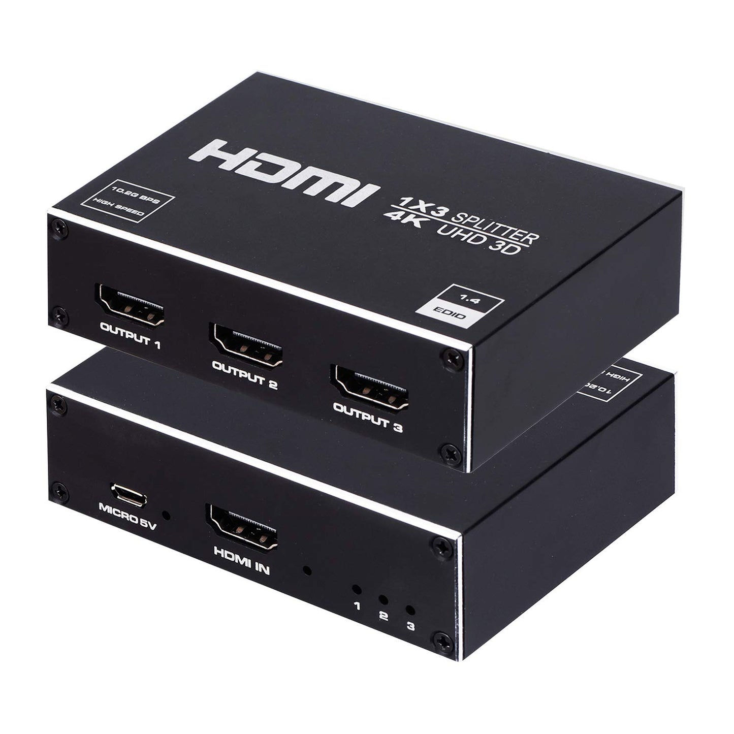 ENBUER 1x3 HDMI Splitter 4K@30Hz Audio Video Distributor Black