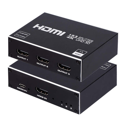 ENBUER 1x3 HDMI Splitter 4K@30Hz Audio Video Distributor Black
