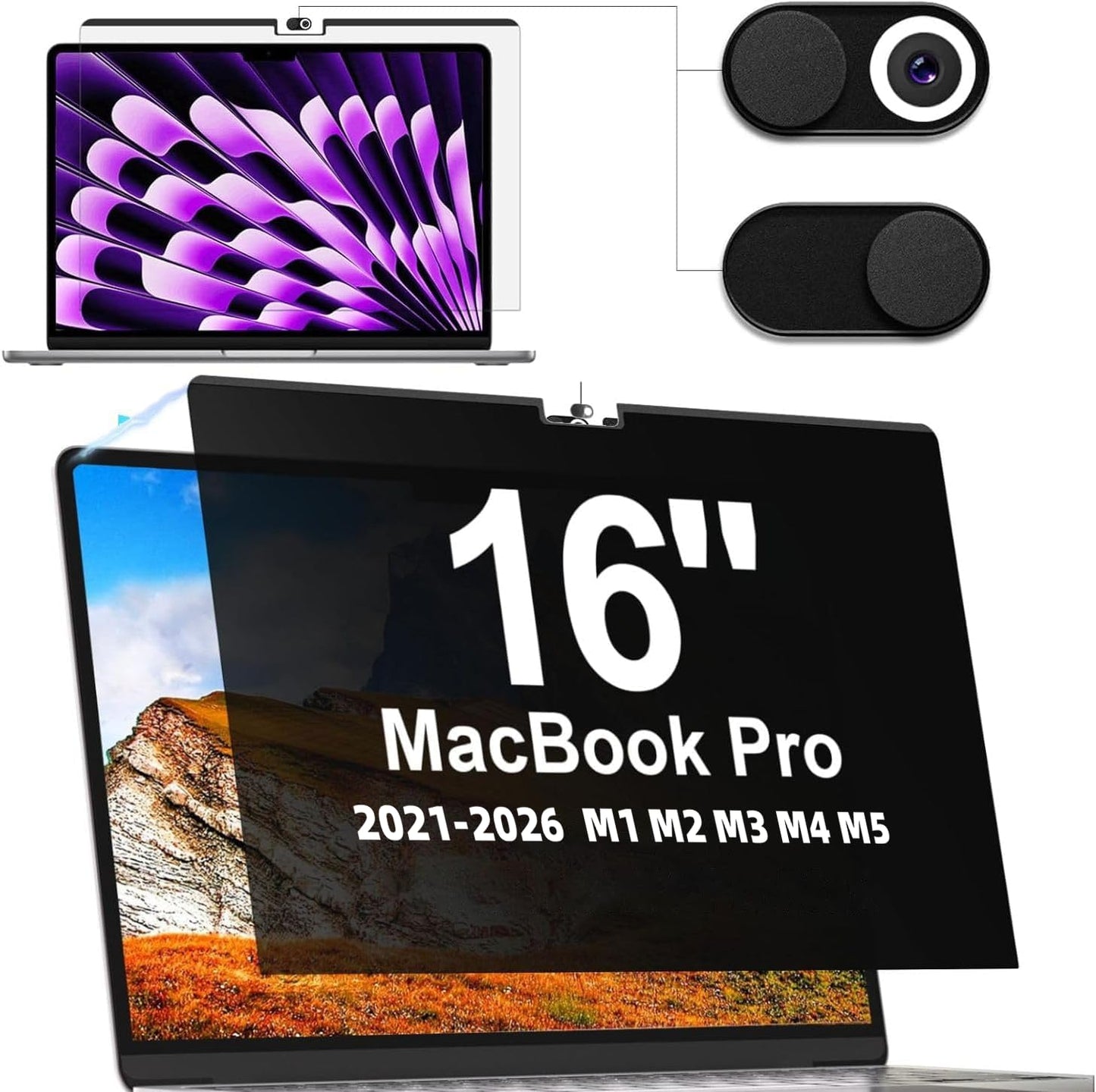IPROKKO 16 Inch RM Model Anti-Glare Privacy Screen Filter for MacBook Pro (2021-2026)