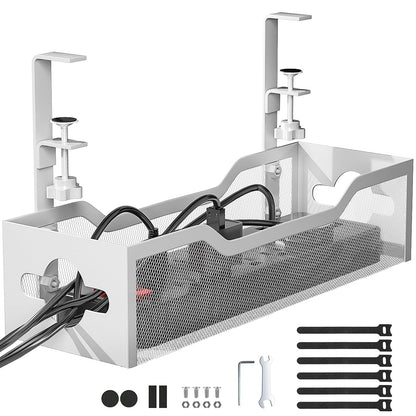 Litwaro 13.38" Under Desk Cable Management Tray Clamp-On Metal Organizer