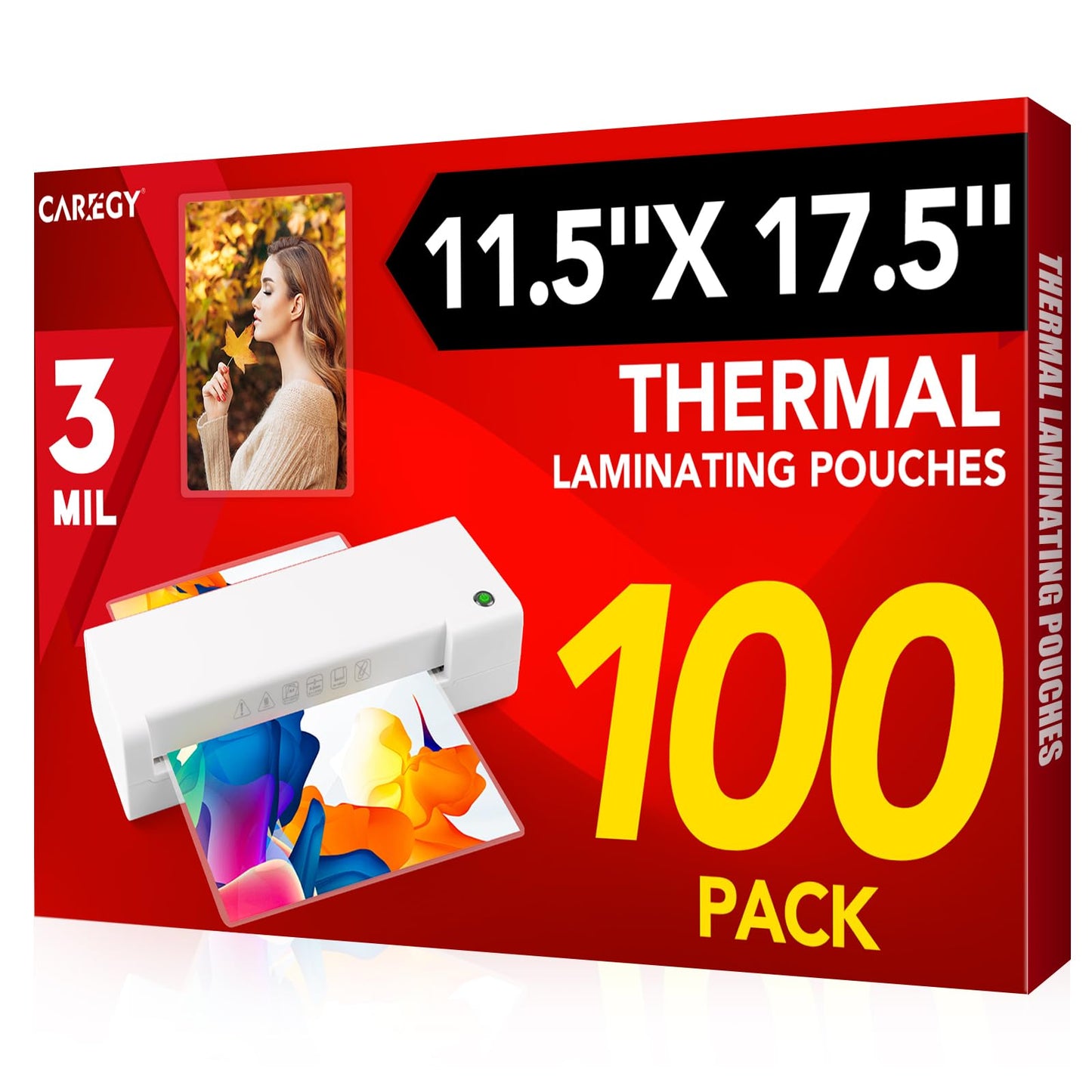 CAREGY 100 Pack Laminating Sheets 11.5 x 17.5 Inch 3 Mil Clear