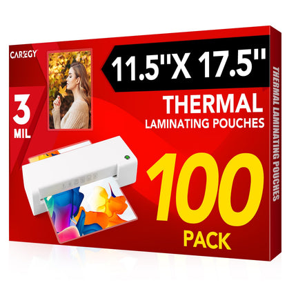 CAREGY 100 Pack Laminating Sheets 11.5 x 17.5 Inch 3 Mil Clear