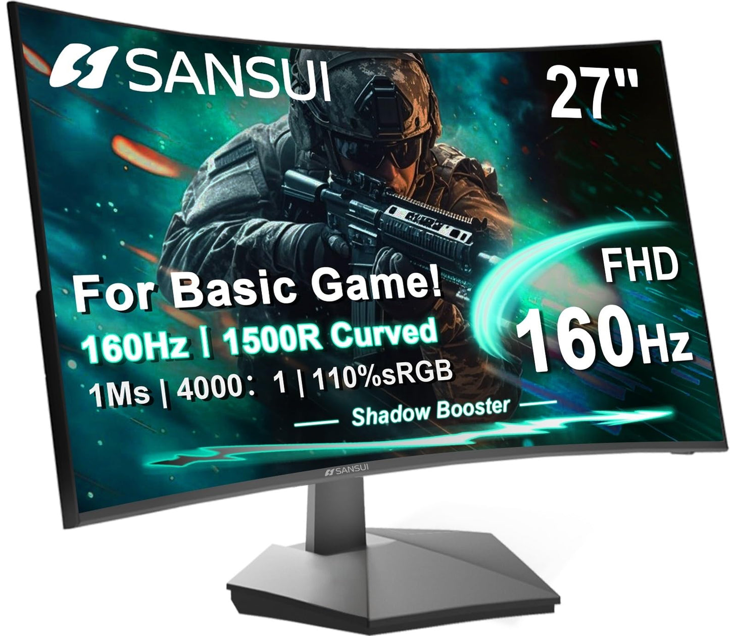 SANSUI 27 Inch Curved ES-G27C1L FHD 1080p 160Hz LED Monitor