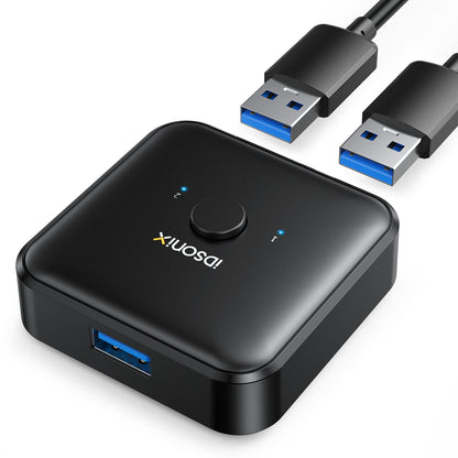 iDsonix USB 3.0 Switch 1 in 2 Out 5Gbps Bi-Directional with 3 Ports Aluminum Enclosure Model U3S01